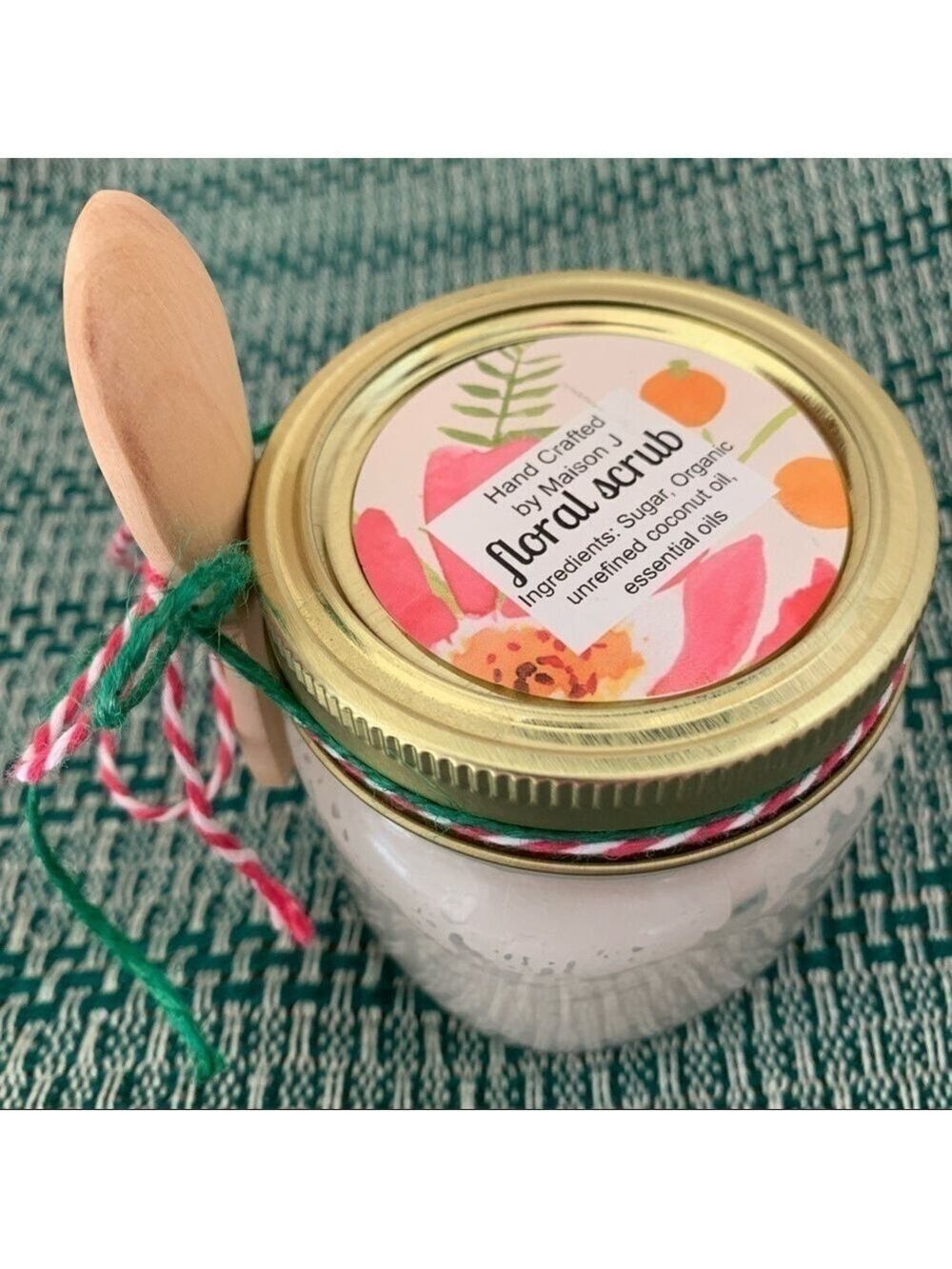 Floral sugar scrub, hand crafted, all natural exfoliating and moisturizi…